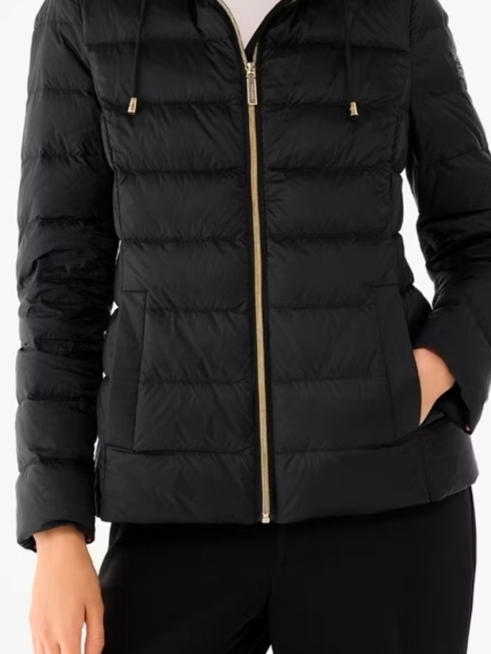 kate spade Black Quilted Puffer Jacket with Gold Zip